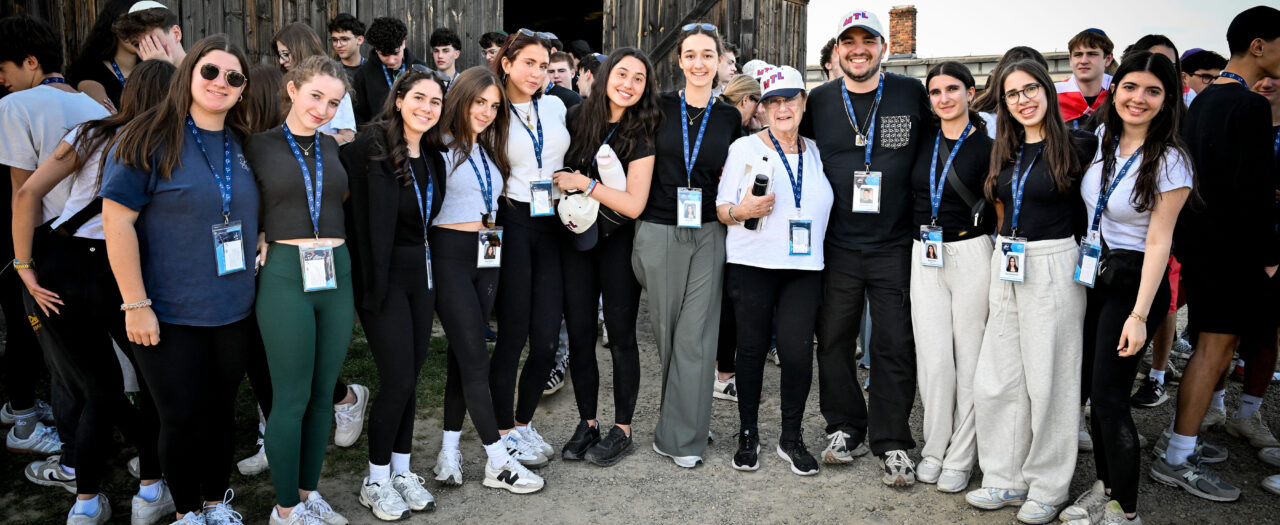 Aviva Ptack with Canadian students at the March of the Living Ryan Blau