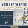 Promotional poster for March of the Living Book Group: The Gift by Edith Eger; Aug 16, 2026; RSVP for Zoom.