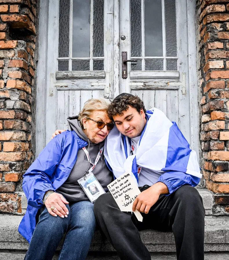 Holocaust survivor and student at the March of the Living. Credit: Ryan Blau