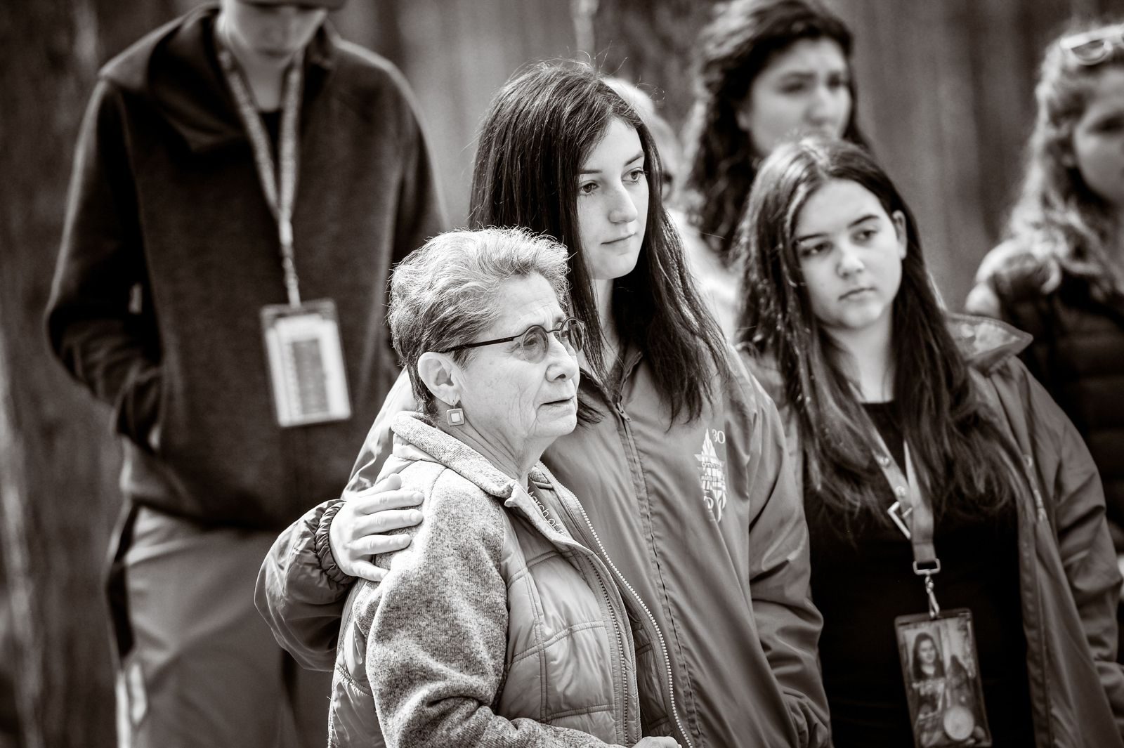 Eva Kuper with students on the March of the Living